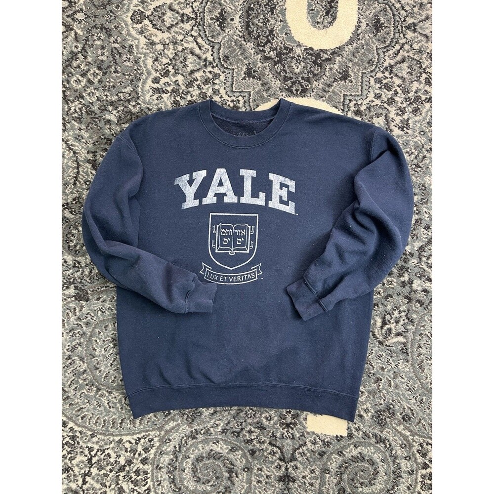 Yale University College Crewneck Sweatshirt Men's Large Blue Graphic Print Logo